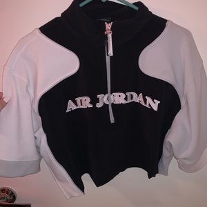 Oversized air jordan quarter zip crop